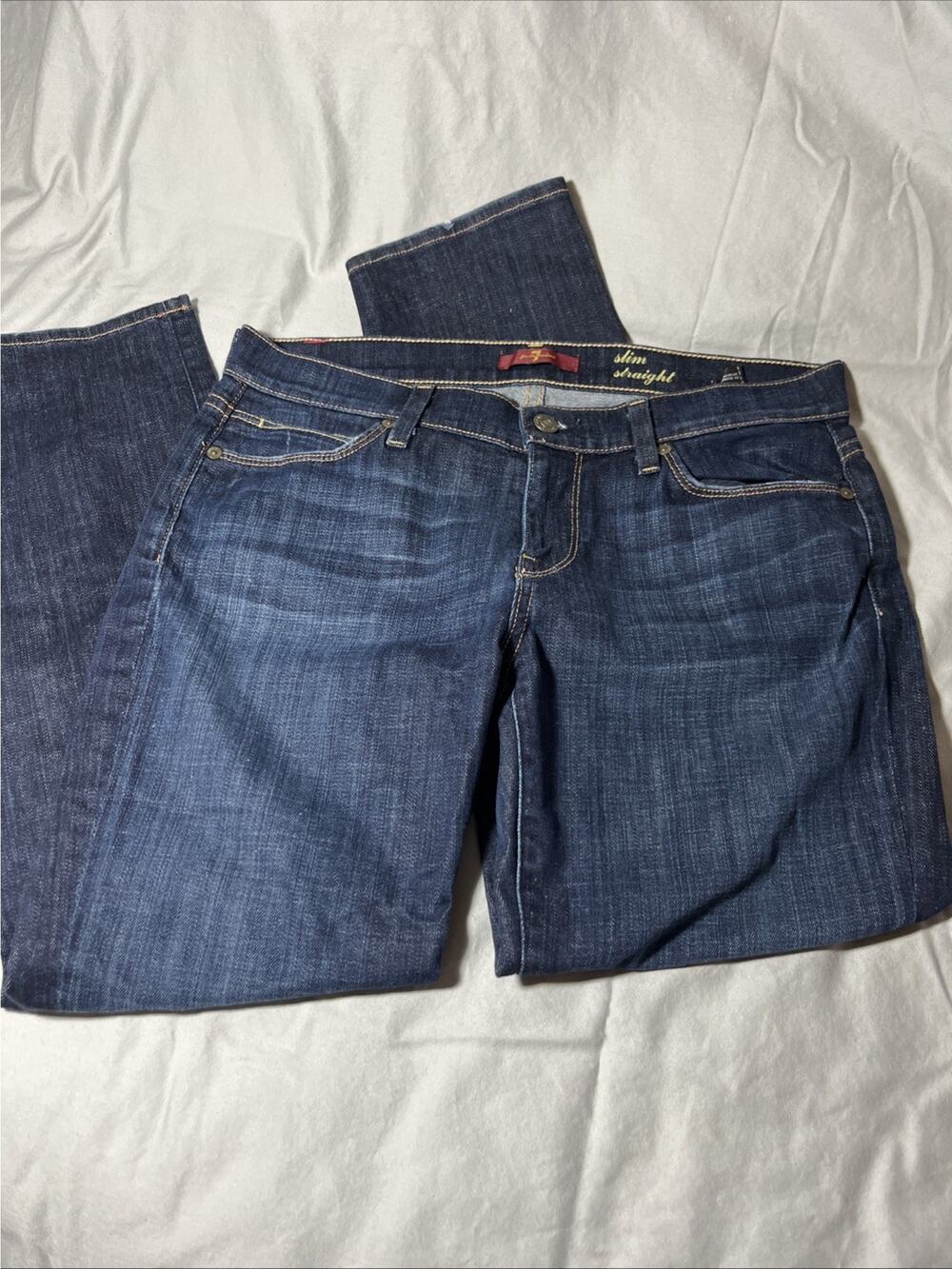 7 for All Mankind Dark Denim Jeans Tag 29 Slim Straight 32x26
